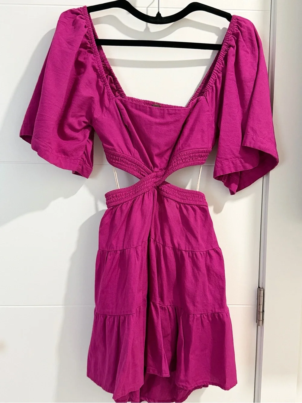 Free People - Raspberry Cross of Sunlight Mini Dress